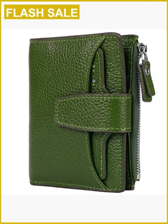 RFID Blocking Slim Men Genuine Leather RFID Blocking Compact Bi-fold Wallet with ID Window